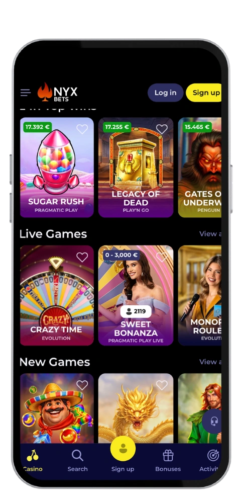 Nyx bets casino s'identifier